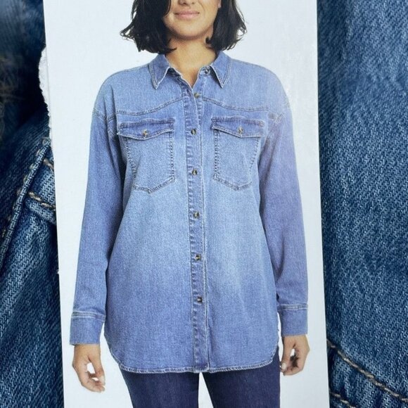 Gloria Vanderbilt Tops - Gloria Vanderbilt XL Denim Button-Up Shirt With Pockets d0849